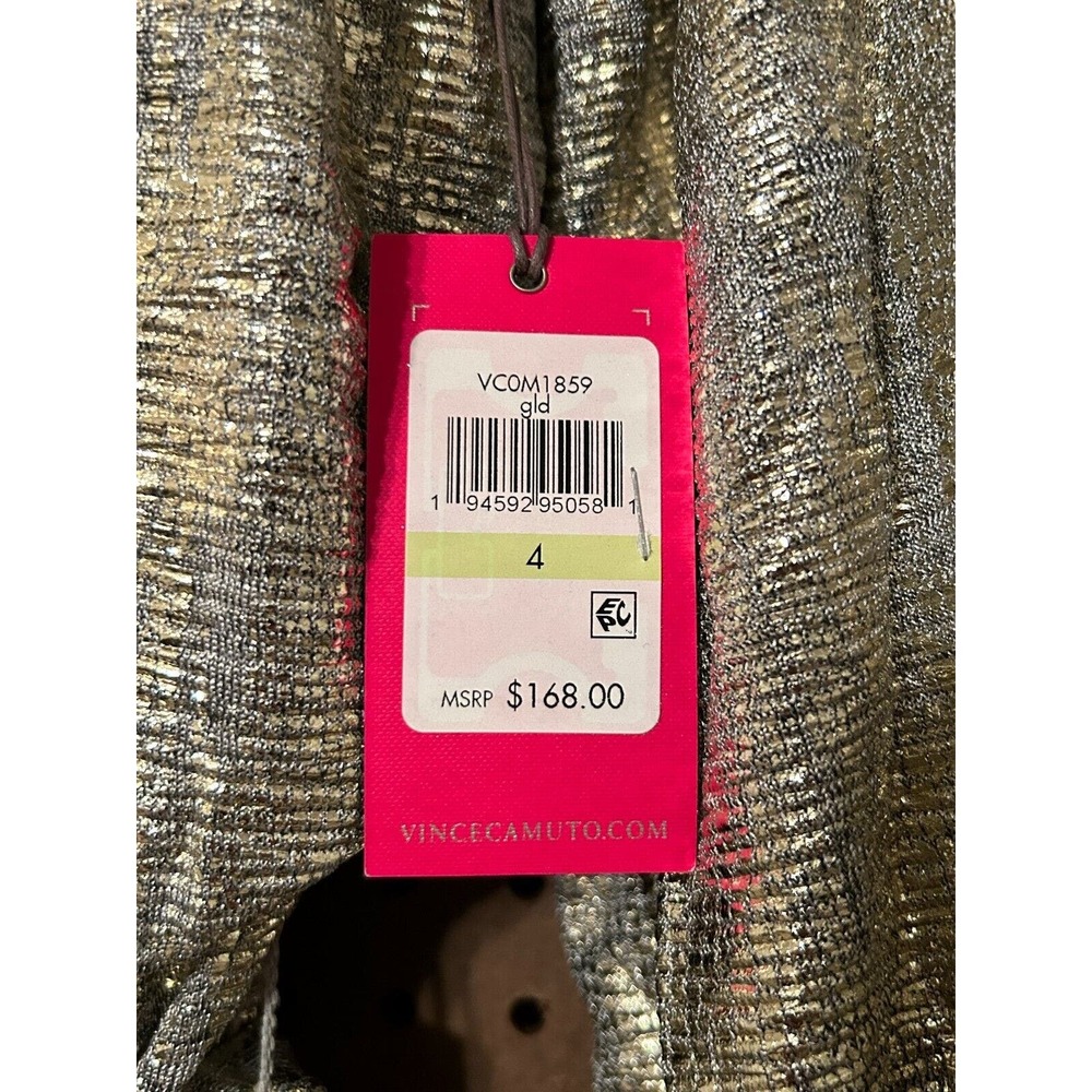 Vince Camuto Women's Gold Silver Metallic Tie Shift Dress Size 4 NWT $180 - Picture 6 of 8